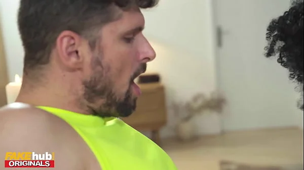 FAKEhub - Horny black yoga teacher MILF with big tits squirts and juices all over her clients cock